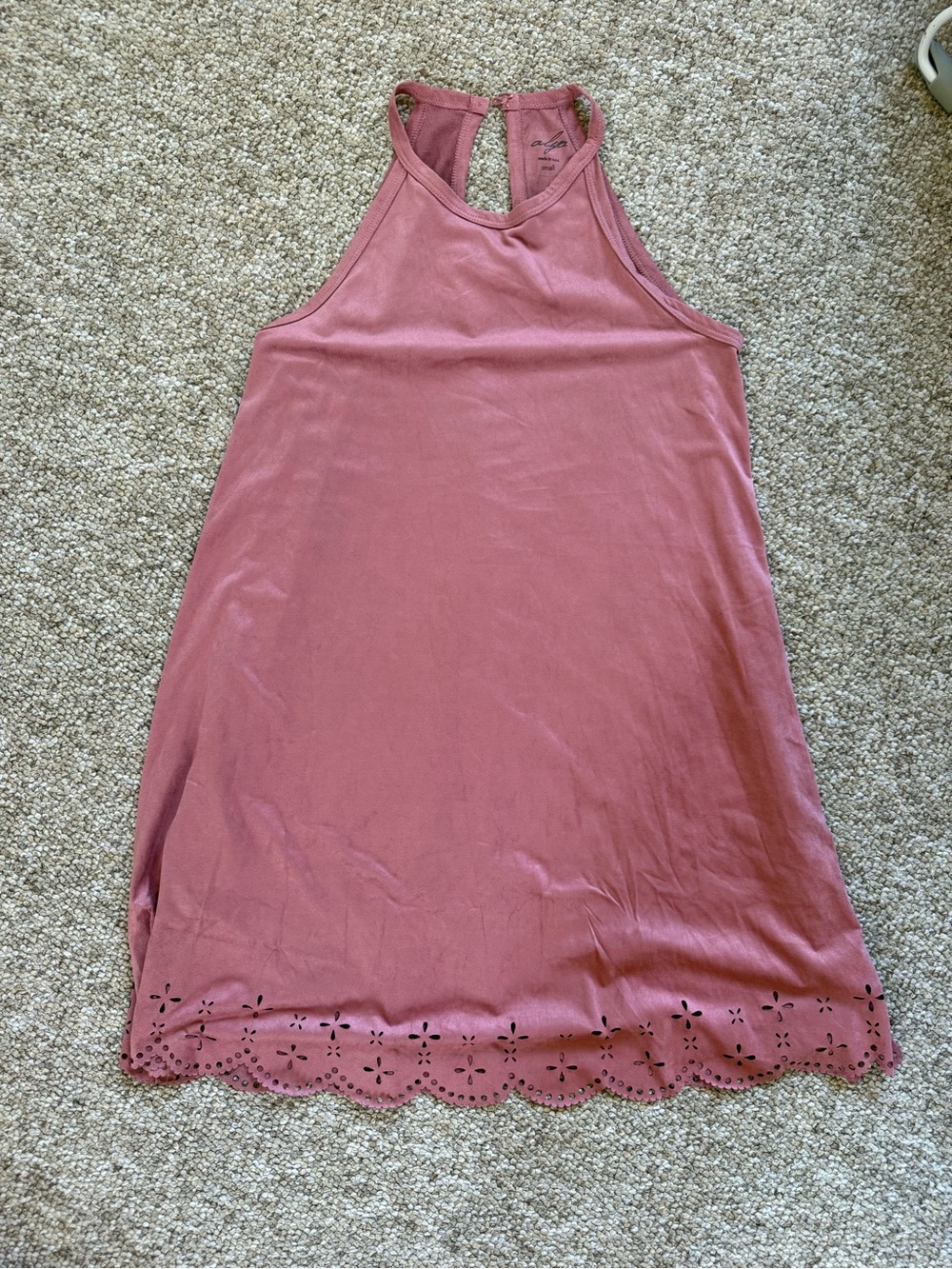 Alya Rose Pink Sleeveless Laser-Cut Hem Dress